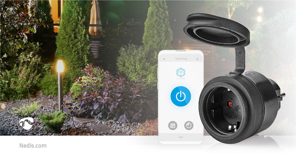 SmartLife Intelligens Csatlakozó | Wi-Fi | IP44 | 3680 W | Földelt csatlakozó / F típus (CEE 7/7) | -5 - 40 °C | Android™ / IOS | Fekete