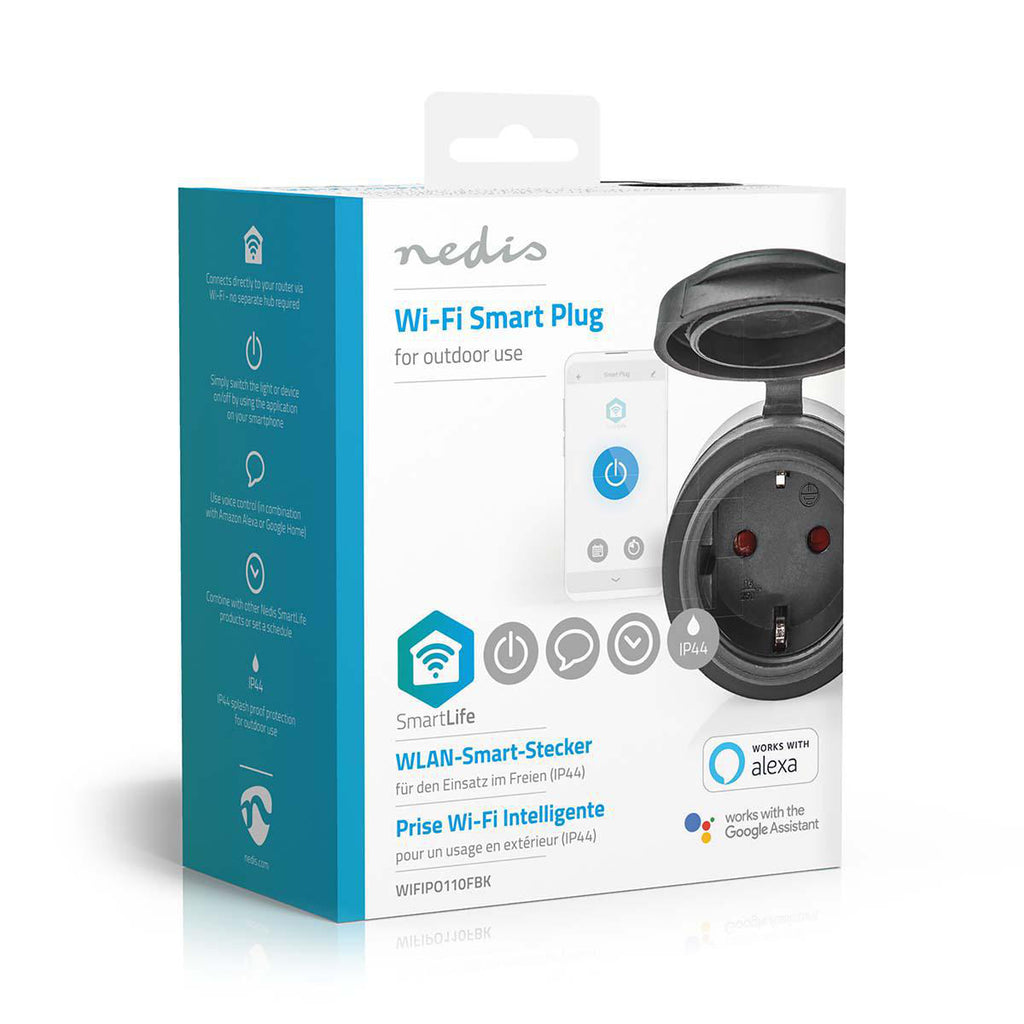 SmartLife Intelligens Csatlakozó | Wi-Fi | IP44 | 3680 W | Földelt csatlakozó / F típus (CEE 7/7) | -5 - 40 °C | Android™ / IOS | Fekete