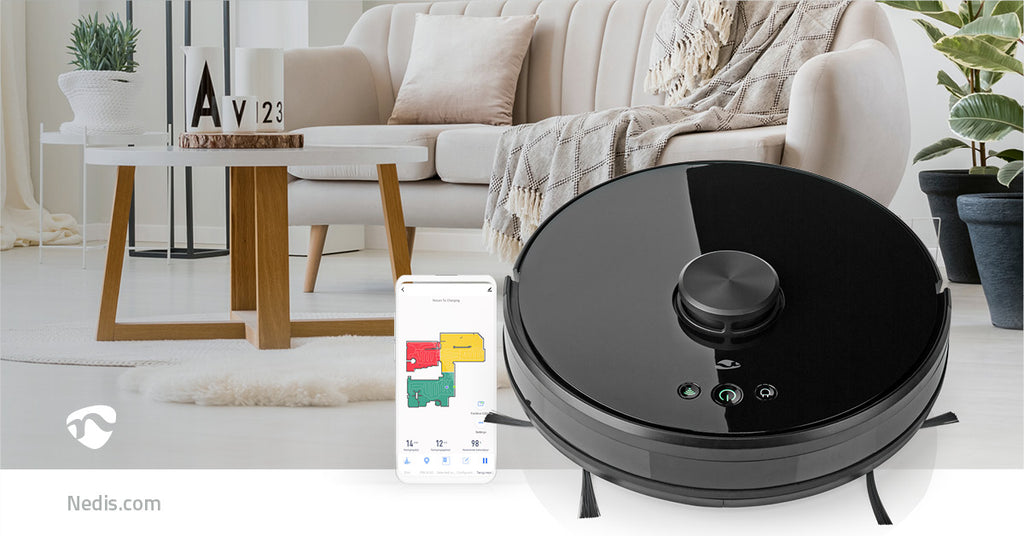 Robot Porszívó | Lézeres navigáció | Wi-Fi | Gyűjtőtartály térfogat: 0.6 l | Automatikus töltés | Maximális működési idő: 120 min | Fekete | Android™ / IOS