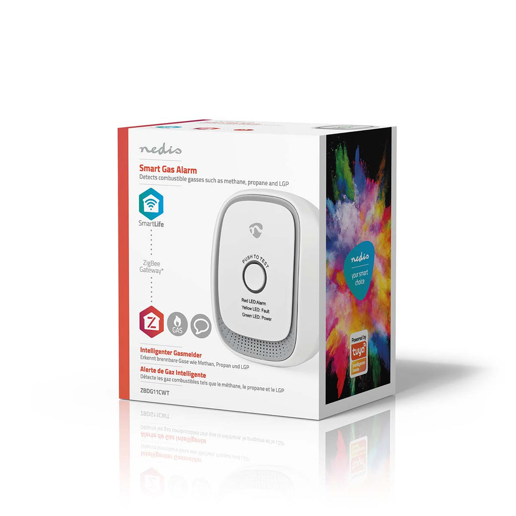 SmartLife Gázérzékelő | Zigbee 3.0 | Hálózati Áramellátás | Érzékelő élettartama: 5 év | EN 50194-1:2009 | Android™ / IOS | Teszt gombbal | 75 dB | Fehér