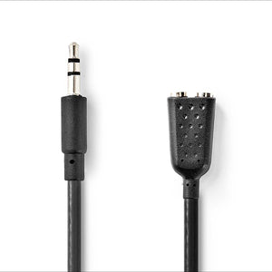 Sztereó audiokábel | 3.5 mm Dugasz | 2 db 3.5 mm-es Aljzat | Nikkelezett | 0.20 m | Kerek | Doboz-0