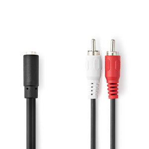 Sztereó audiokábel | 2x RCA Dugasz | 3.5 mm Aljzat | Nikkelezett | 0.20 m | Kerek | Doboz-0