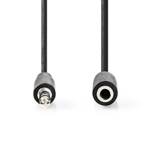 Sztereó audiokábel | 3.5 mm Dugasz | 3.5 mm Aljzat | Nikkelezett | 3.00 m | Kerek | Fekete | Label-1