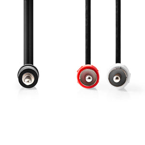 Sztereó audiokábel | 3.5 mm Dugasz | 2x RCA Dugasz | Nikkelezett | 1.00 m | Kerek | Fekete | Label-1