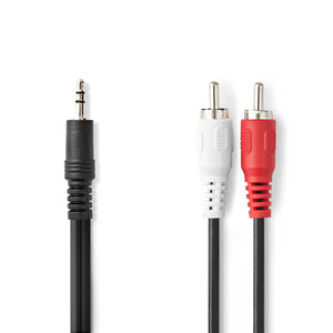 Sztereó audiokábel | 3.5 mm Dugasz | 2x RCA Dugasz | Nikkelezett | 1.00 m | Kerek | Fekete | Label-0