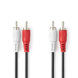 Sztereó audiokábel | 2x RCA Dugasz | 2x RCA Dugasz | Nikkelezett | 3.00 m | Kerek | Fekete | Label-0