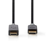 DisplayPort kábel | DisplayPort Dugasz | HDMI™ Csatlakozó | 4K@30Hz | Aranyozott | 1.00 m | Kerek | PVC | Antracit | Doboz-1