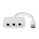 USB-C™ Adapter | USB 2.0 | USB-C™ Dugasz | 3.5 mm Aljzat | 0.10 m | Kerek | Nikkelezett | ABS/PVC | Fehér | Doboz-0
