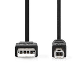 USB kábel | USB 2.0 | USB-A Dugasz | USB-B Dugasz | 10 W | 480 Mbps | Nikkelezett | 5.00 m | Kerek | PVC | Fekete | Label-1