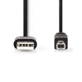 USB kábel | USB 2.0 | USB-A Dugasz | USB-B Dugasz | 480 Mbps | Nikkelezett | 2.00 m | Kerek | PVC | Fekete | Label-1