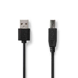 USB kábel | USB 2.0 | USB-A Dugasz | USB-B Dugasz | 480 Mbps | Nikkelezett | 2.00 m | Kerek | PVC | Fekete | Label-0