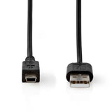 USB kábel | USB 2.0 | USB-A Dugasz | Mini 5-Pin Dugasz | 480 Mbps | Nikkelezett | 2.00 m | Kerek | PVC | Fekete | Label-1