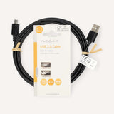 USB kábel | USB 2.0 | USB-A Dugasz | Mini 5-Pin Dugasz | 480 Mbps | Nikkelezett | 2.00 m | Kerek | PVC | Fekete | Label-2