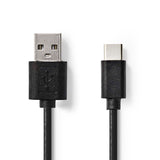USB kábel | USB 2.0 | USB-A Dugasz | USB-C™ Dugasz | 5 W | 480 Mbps | Nikkelezett | 1.00 m | Kerek | PVC | Fekete | Label-0