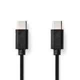 USB kábel | USB 2.0 | USB-C™ Dugasz | USB-C™ Dugasz | 60 W | 480 Mbps | Nikkelezett | 1.00 m | Kerek | PVC | Fekete | Label-0