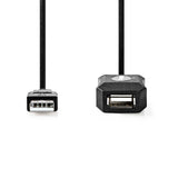 Aktív USB-kábel | USB 2.0 | USB-A Dugasz | USB-A Aljzat | 480 Mbps | 10.0 m | Kerek | Nikkelezett | PVC | Réz | Label-1