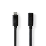 USB kábel | USB 3.2 Gen 1 | USB-C™ Dugasz | USB-C™ Aljzat | 60 W | 4K@60Hz | 5 Gbps | Nikkelezett | 1.00 m | Kerek | PVC | Fekete | Label-0