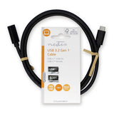 USB kábel | USB 3.2 Gen 1 | USB-C™ Dugasz | USB-C™ Aljzat | 60 W | 4K@60Hz | 5 Gbps | Nikkelezett | 1.00 m | Kerek | PVC | Fekete | Label-2