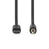 USB-C™ Adapter | USB 2.0 | USB-C™ Dugasz | 3.5 mm Dugasz | 1.00 m | Kerek | Nikkelezett | Fekete | Label-1