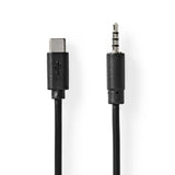 USB-C™ Adapter | USB 2.0 | USB-C™ Dugasz | 3.5 mm Dugasz | 1.00 m | Kerek | Nikkelezett | Fekete | Label-0