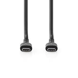 USB kábel | USB 2.0 | USB-C™ Dugasz | USB-C™ Dugasz | 240 W | 480 Mbps | Nikkelezett | 2.00 m | Kerek | PVC | Fekete | Boríték-1