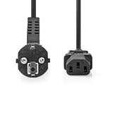 Tápkábel | Földelt Csatlakozó Dugó | IEC-320-C13 | Szögben | Egyenes | Nikkelezett | 3.00 m | Kerek | PVC | Fekete | Label-1