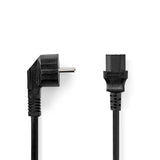 Tápkábel | Földelt Csatlakozó Dugó | IEC-320-C13 | Szögben | Egyenes | Nikkelezett | 3.00 m | Kerek | PVC | Fekete | Label-0
