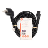 Tápkábel | Földelt Csatlakozó Dugó | IEC-320-C5 | Szögben | Egyenes | Nikkelezett | 3.00 m | Kerek | PVC | Fekete | Label-2