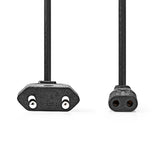 Tápkábel | Euro Férfi | IEC-320-C7 | Egyenes | Egyenes | Nikkelezett | 2.00 m | Kerek | ABS/PVC | Fekete | Label-1