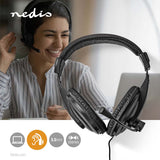 PC headset | Teljes Fület Befedő Kialakítás | Stereo | 1x 3.5 mm / 2x 3.5 mm | Felhajtható Mikrofon | Fekete-1