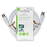 Koaxiális Kábel | IEC (Koax) Dugasz | IEC (Koax) Aljzat | Nikkelezett | 90 dB | 75 Ohm | Dupla Szigeteléssel | 2.00 m | Kerek | PVC | Fehér | Label-2