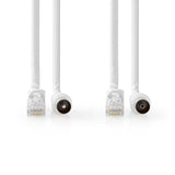 Koax és Cat6 Combi Cable | IEC (Koax) Dugasz / RJ45 Dugasz | IEC (Koax) Aljzat / RJ45 Dugasz | Nikkelezett | RG58 | 75 Ohm | Dupla Szigeteléssel | 1.50 m | Kerek | PVC | Fehér | Label-1