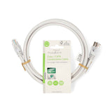 Koax és Cat6 Combi Cable | IEC (Koax) Dugasz / RJ45 Dugasz | IEC (Koax) Aljzat / RJ45 Dugasz | Nikkelezett | RG58 | 75 Ohm | Dupla Szigeteléssel | 1.50 m | Kerek | PVC | Fehér | Label-3