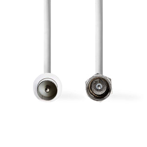 Műhold és antenna kábel | F Dugasz | IEC (Koax) Dugasz | Nikkelezett | 30 dB | 75 Ohm | Dupla Szigeteléssel | 10.00 m | Kerek | PVC | Fehér | Boríték-1
