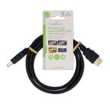 Premium Nagysebességű HDMI ™ kábel Ethernet | HDMI™ Csatlakozó | HDMI™ Csatlakozó | 4K@60Hz | 18 Gbps | 1.50 m | Kerek | PVC | Fekete | Label-3