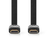 Nagy Sebességű HDMI ™ kábel Ethernet | HDMI™ Csatlakozó | HDMI™ Csatlakozó | 4K@30Hz | 10.2 Gbps | 1.50 m | Lapos | PVC | Fekete | Label-1