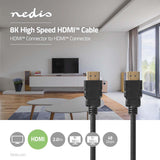 Ultra High Speed ​​HDMI ™ kábel | HDMI™ Csatlakozó | HDMI™ Csatlakozó | 8K@60Hz | 48 Gbps | 2.00 m | Kerek | 6.5 mm | Fekete | Label-1