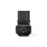 Extension Dugó | IEC-320-C13 | IEC-320-C14 | Könyök 90 ° | Nikkelezett | PVC | Fekete | Doboz | 1 db-1