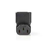 Extension Dugó | IEC-320-C13 | IEC-320-C14 | Könyök 90 ° | Nikkelezett | PVC | Fekete | Doboz | 1 db-2