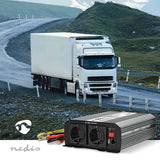 Inverter módosult szinuszhullám | Bemeneti feszültség: 12 V DC | Eszköz táp kimeneti csatlaakozó(k): Type F (CEE 7/3) / USB-A | 230 V AC 50 Hz | 1000 W | Kimenő csúcs teljesítmény: 2000 W | Csavaros Kapocs | Ezüst-1