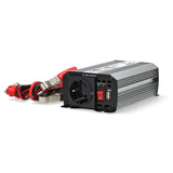 Inverter módosult szinuszhullám | Bemeneti feszültség: 12 V DC | Eszköz táp kimeneti csatlaakozó(k): Type F (CEE 7/3) / USB-A | 230 V AC 50 Hz | 300 W | Kimenő csúcs teljesítmény: 600 W | Akkumulátorsaruk + Szivargyújtó | Ezüst-0