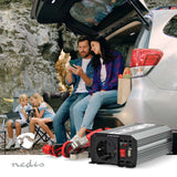 Inverter módosult szinuszhullám | Bemeneti feszültség: 12 V DC | Eszköz táp kimeneti csatlaakozó(k): Type F (CEE 7/3) / USB-A | 230 V AC 50 Hz | 300 W | Kimenő csúcs teljesítmény: 600 W | Akkumulátorsaruk + Szivargyújtó | Ezüst-1