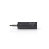 Sztereó audio adapter | 3.5 mm Dugasz | 6.35 mm Aljzat | Nikkelezett | Egyenes | ABS | Fekete | 1 db | Buborékfólia