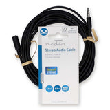 Sztereó audiokábel | 3.5 mm Dugasz | 3.5 mm Aljzat | Nikkelezett | 5.00 m | Kerek | Fekete | Label-2