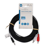 Sztereó audiokábel | 3.5 mm Dugasz | 2x RCA Dugasz | Nikkelezett | 10.0 m | Kerek | Fekete | Label-2