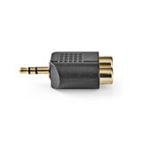 Sztereó audio adapter | 3.5 mm Dugasz | 2x RCA Aljzat | Aranyozott | Egyenes | ABS | Fekete | 10 db | Műanyag Zacskó