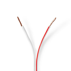 Hangszóró kábel | 2x 1.50 mm² | CCA | 100.0 m | Kerek | PVC | Fehér | Zsugor csomagolás