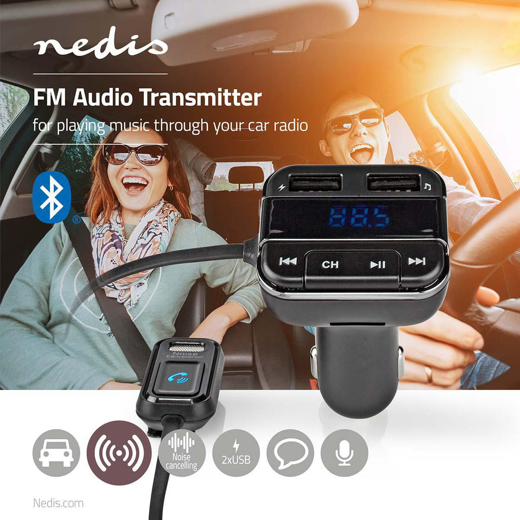 Autós FM-adókészülék | Bluetooth® | Profi Mikrofon | Zajkioltás | MicroSD-kártyanyílás | Kihangosított Hívás | Hangvezérlés | 2 db USB