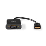 HDMI™ kábel | HDMI™ Csatlakozó | VGA Aljzat / 3.5 mm Aljzat | 1080p | Aranyozott | 0.20 m | Egyenes | PVC | Antracit | Ablakos Doboz Euro Lock Zárral-1