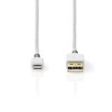 USB kábel | Apple Lightning | Apple Lightning, 8 Pólusú | USB-A Dugasz | Aranyozott | 1.00 m | Kerek | PVC | Fehér/Szürke | Ablakos Doboz